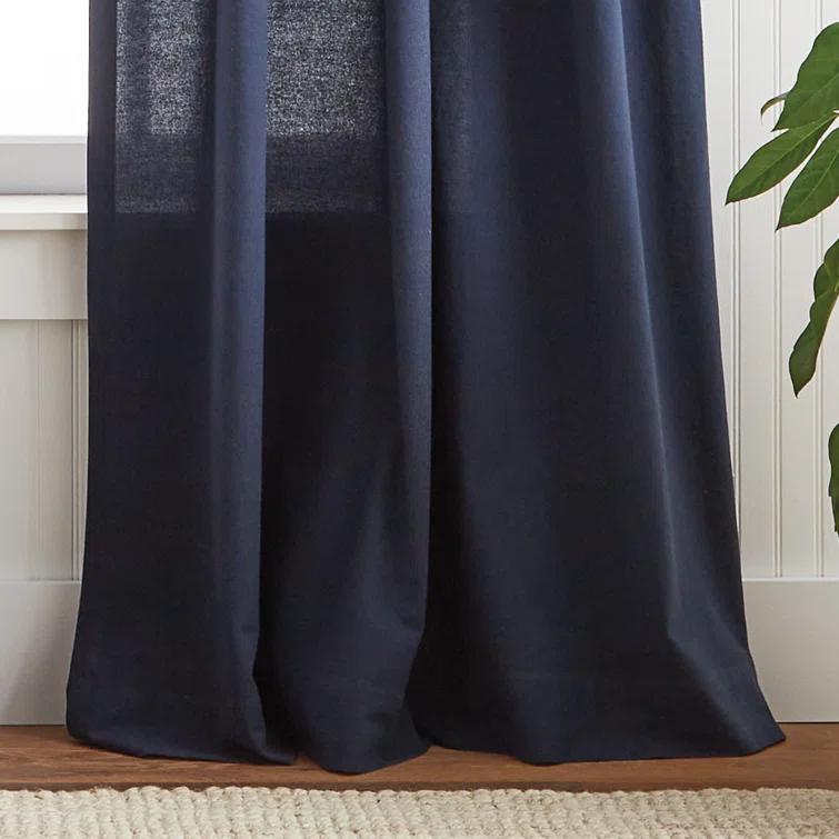 Water's Edge 100% Cotton Striped Semi-Sheer Rod Pocket Curtain Panels (Set of 2)