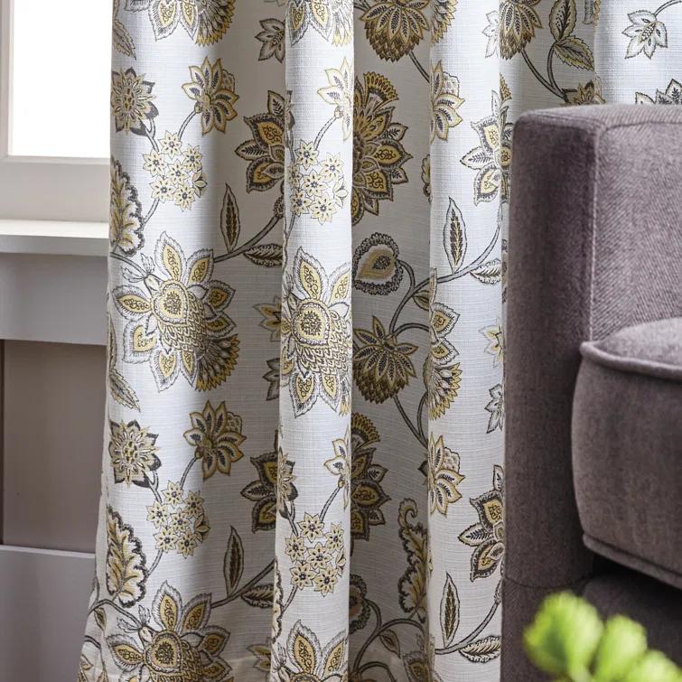 Martha Stewart Jakarta Cotton Blend Floral Blackout Rod Pocket Curtain Panels (Set of 2)