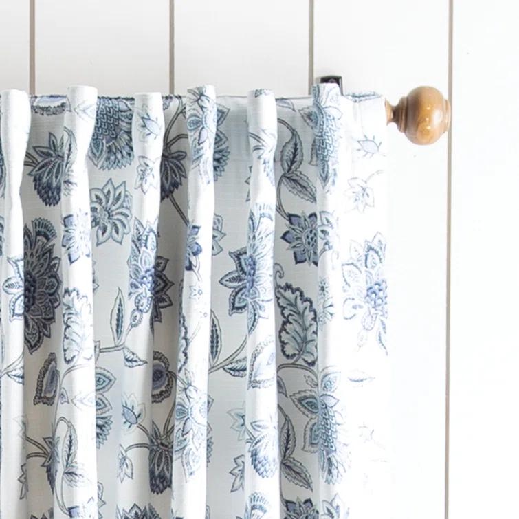 Martha Stewart Jakarta Cotton Blend Floral Blackout Rod Pocket Curtain Panels (Set of 2)