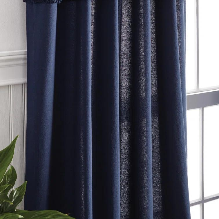 Water's Edge 100% Cotton Striped Semi-Sheer Rod Pocket Curtain Panels (Set of 2)