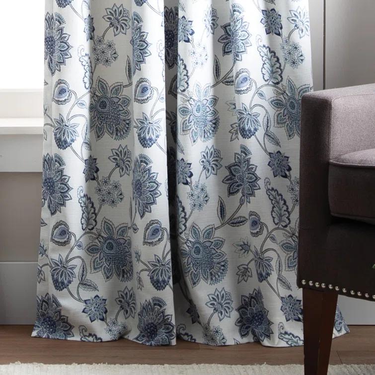 Martha Stewart Jakarta Cotton Blend Floral Blackout Rod Pocket Curtain Panels (Set of 2)