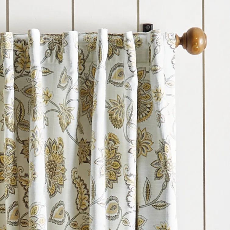 Martha Stewart Jakarta Cotton Blend Floral Blackout Rod Pocket Curtain Panels (Set of 2)