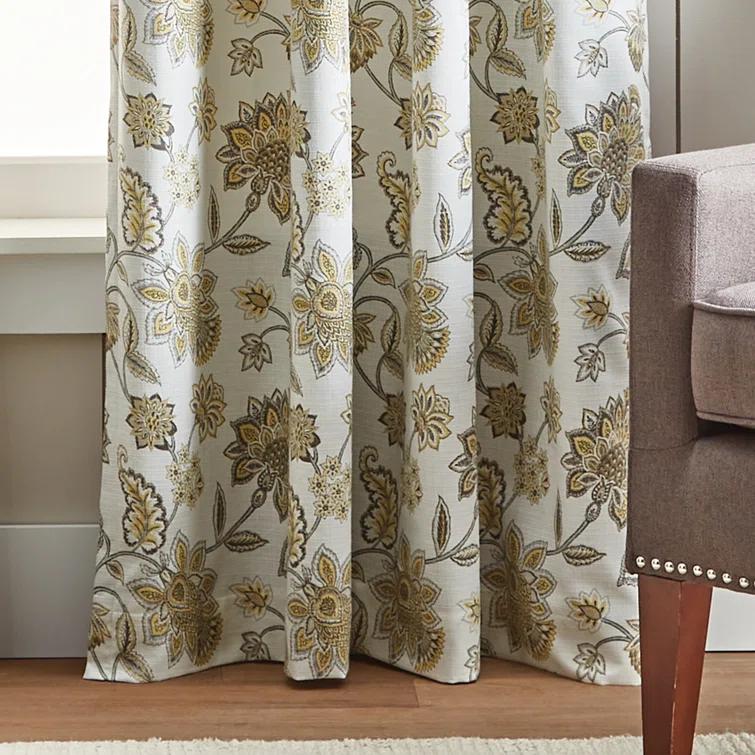 Martha Stewart Jakarta Cotton Blend Floral Blackout Rod Pocket Curtain Panels (Set of 2)