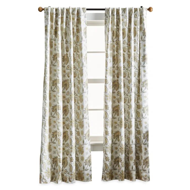 Martha Stewart Jakarta Cotton Blend Floral Blackout Rod Pocket Curtain Panels (Set of 2)