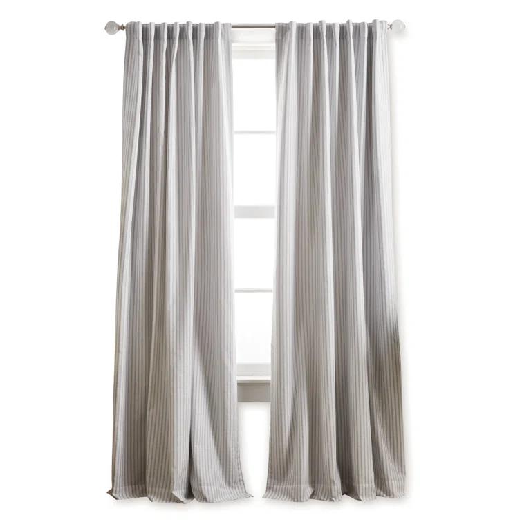 Martha Stewart Ticking Cotton Blend Striped Blackout Rod Pocket Curtain Panels & Reviews | Wayfair