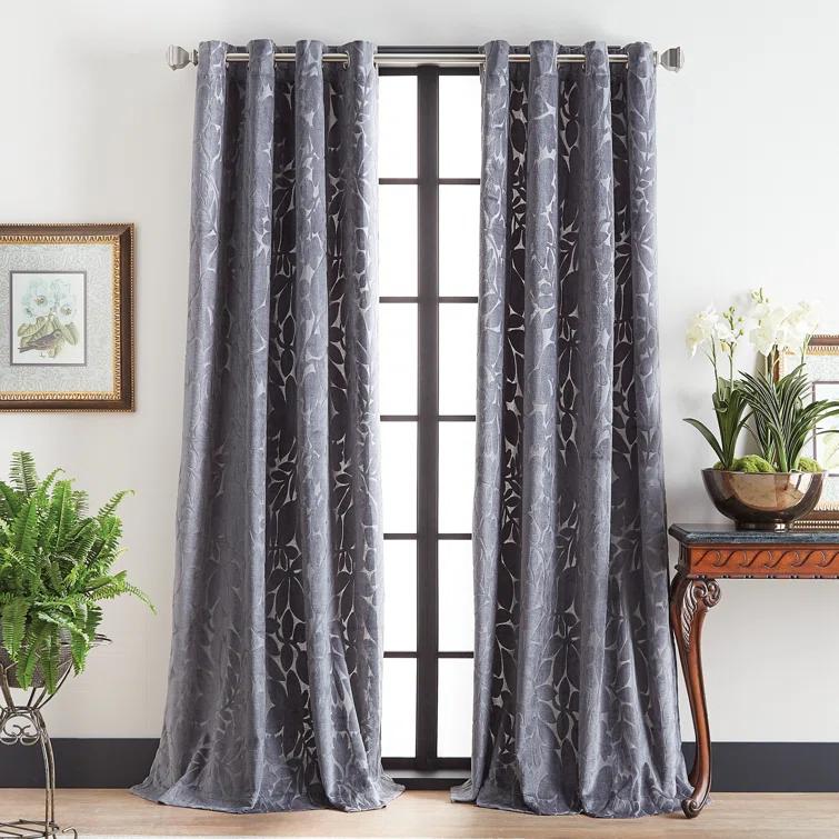Martha Stewart Martha Stewart Sherwood Velvet Grommet Teal Curtain Panel Pair (Set Of 2) (Set of 2)