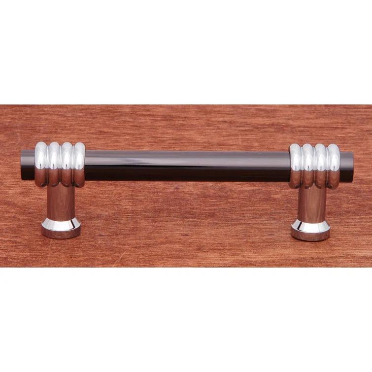 Modern Black Nickel and Chrome Bar Pull with Mounting Hardware