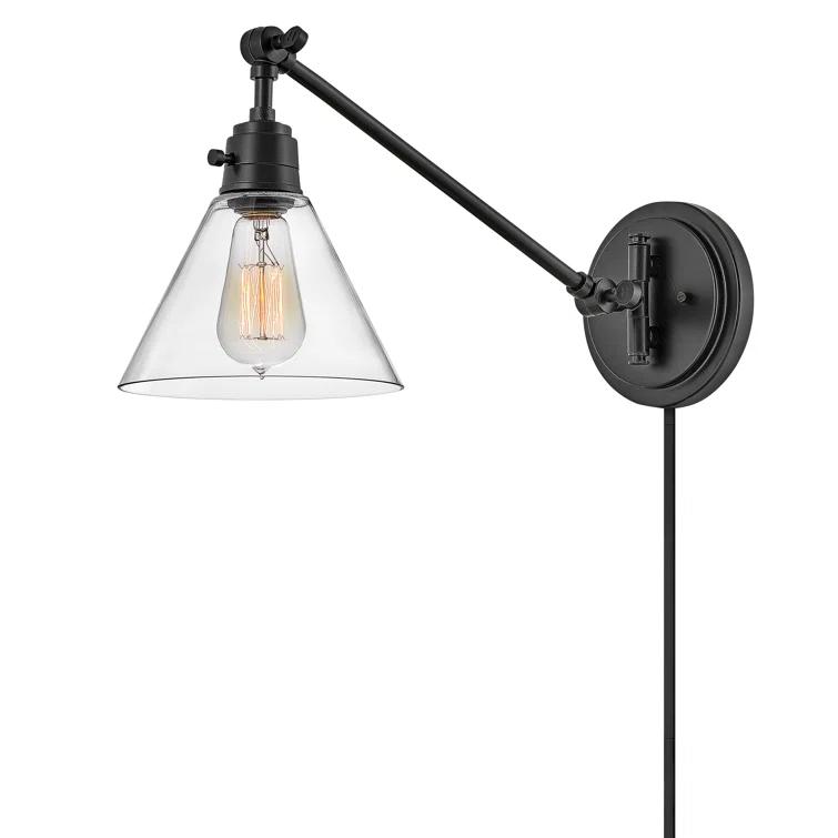 Arti 7.75-in Swing Arm Extendable Single Light Plug-In Sconce with On/Off Switch