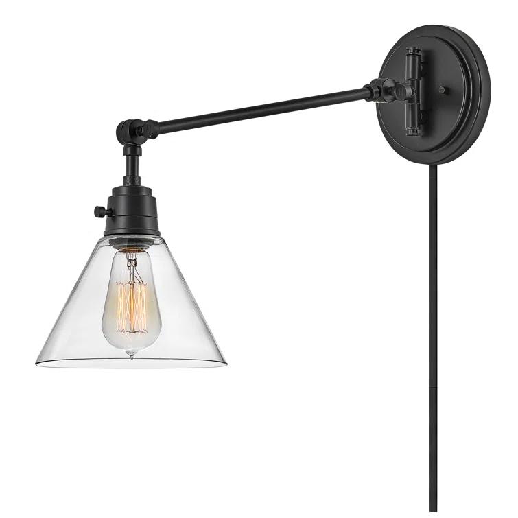 Arti 7.75-in Swing Arm Extendable Single Light Plug-In Sconce with On/Off Switch