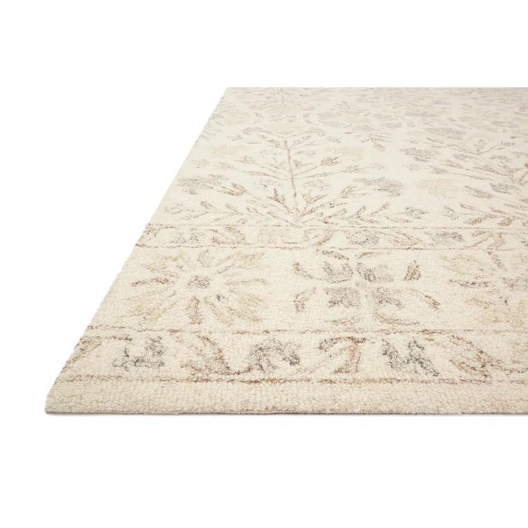 Aden Floral Handmade Hooked Wool Ivory/ Brown/Grey Area Rug