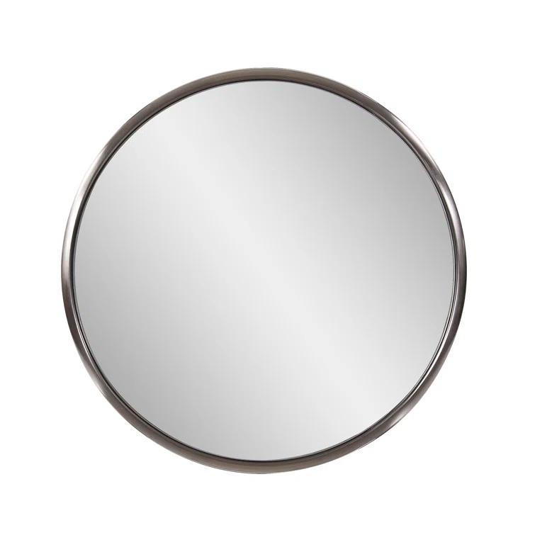 Small Round Brushed Titanium Mirror with Stainless Steel Frame