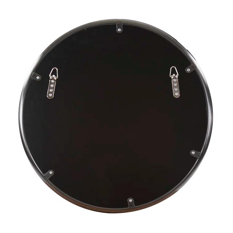Small Round Brushed Titanium Mirror with Stainless Steel Frame