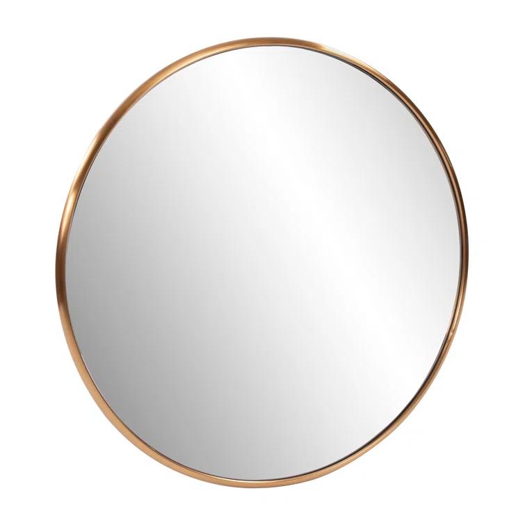 Yorkville Loft-Inspired Brushed Brass Round Wall Mirror, 20" x 20"