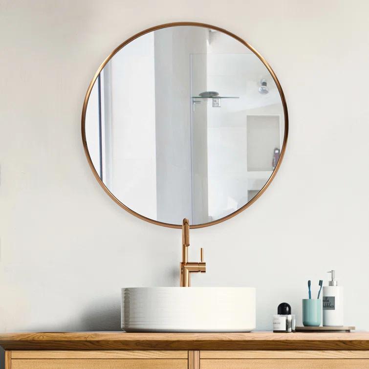 Yorkville Loft-Inspired Brushed Brass Round Wall Mirror, 20" x 20"