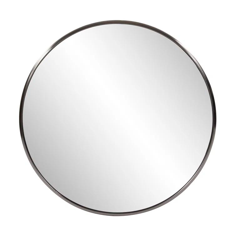 Small Round Brushed Titanium Mirror with Stainless Steel Frame