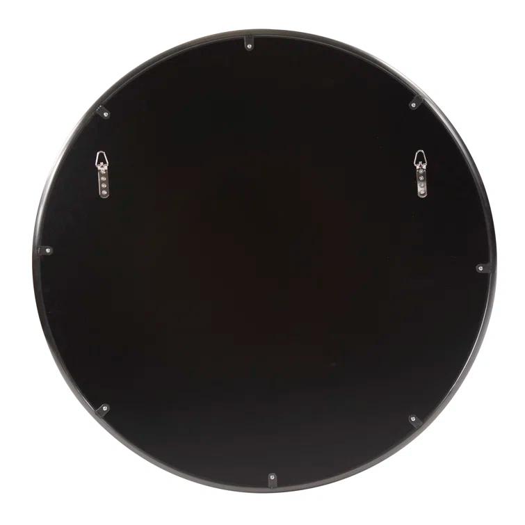 Small Round Brushed Titanium Mirror with Stainless Steel Frame