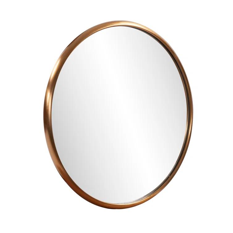 Yorkville Loft-Inspired Brushed Brass Round Wall Mirror, 20" x 20"