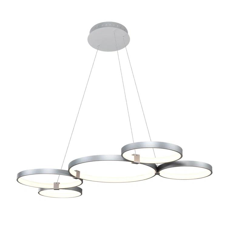 Capella 5-Light Geometric Ring Pendant 50" Integrated LED ETL Certified Adjustable Chandelier