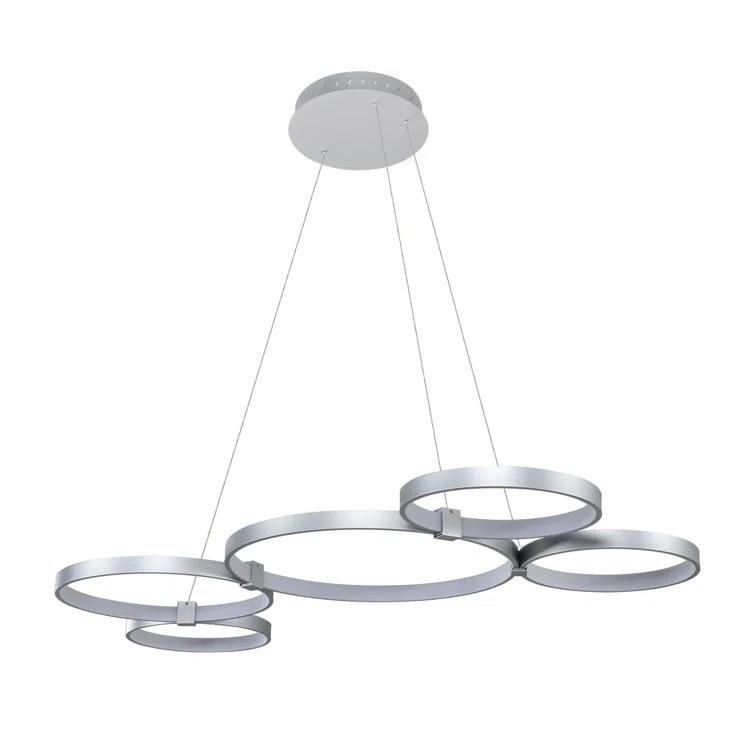 Capella 5-Light Geometric Ring Pendant 50" Integrated LED ETL Certified Adjustable Chandelier