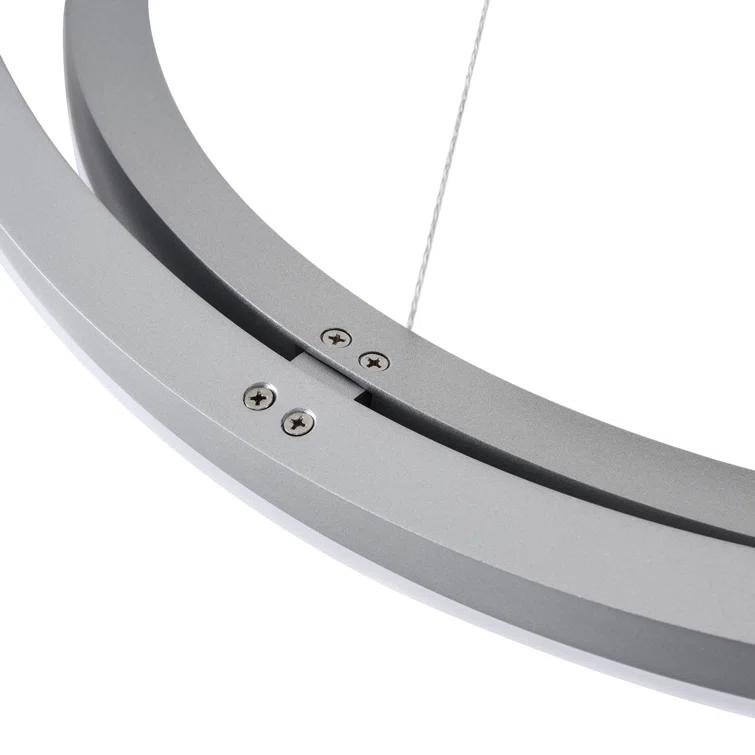 Tania Trio 32-in Integrated LED Ring Pendant Height Adjustable ETL Certified Circular Chandelier