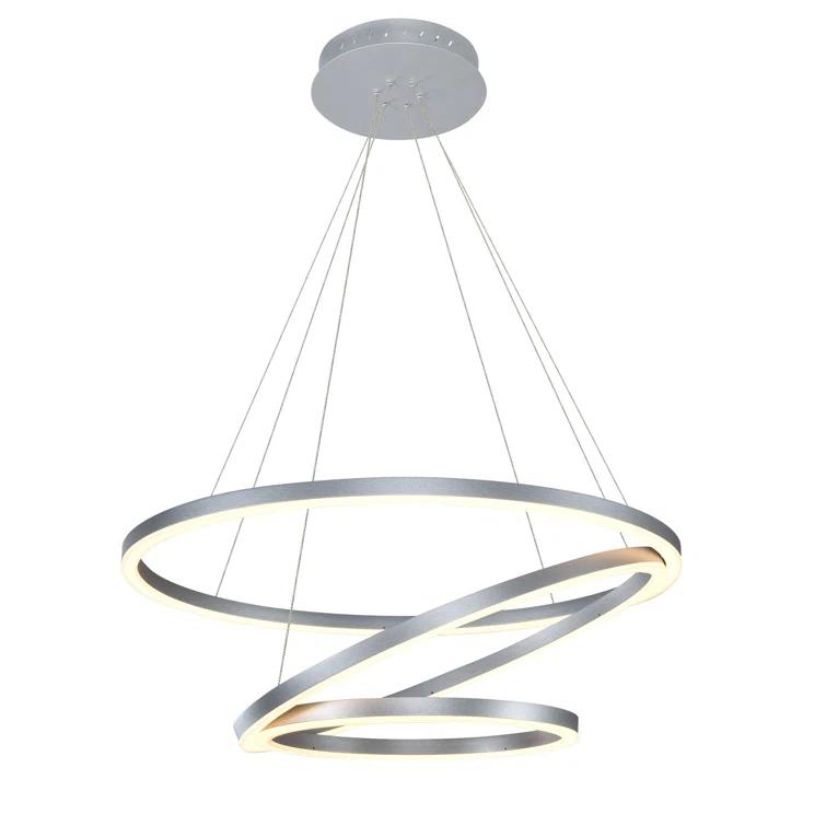 Tania Trio 32-in Integrated LED Ring Pendant Height Adjustable ETL Certified Circular Chandelier