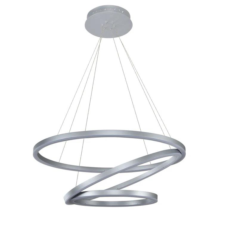 Tania Trio 32-in Integrated LED Ring Pendant Height Adjustable ETL Certified Circular Chandelier