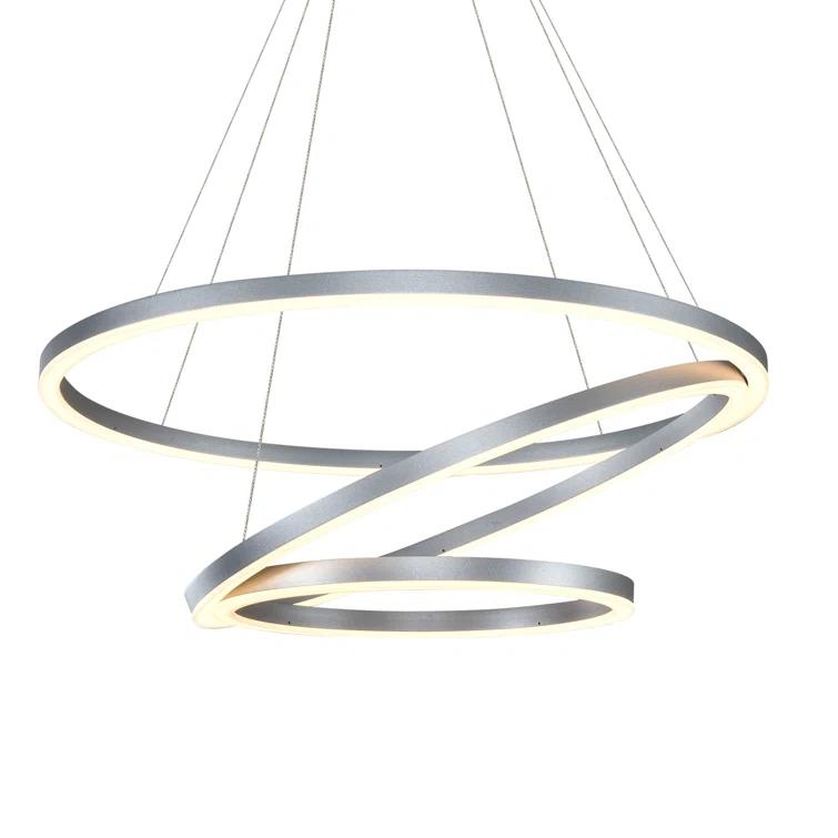 Tania Trio 32-in Integrated LED Ring Pendant Height Adjustable ETL Certified Circular Chandelier
