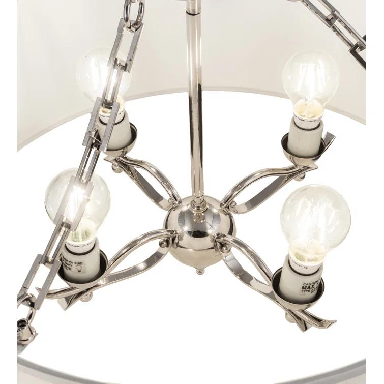 Polished Nickel 4-Light Drum Semi-Flush Mount with Fabric Shade