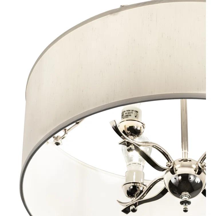 Polished Nickel 4-Light Drum Semi-Flush Mount with Fabric Shade