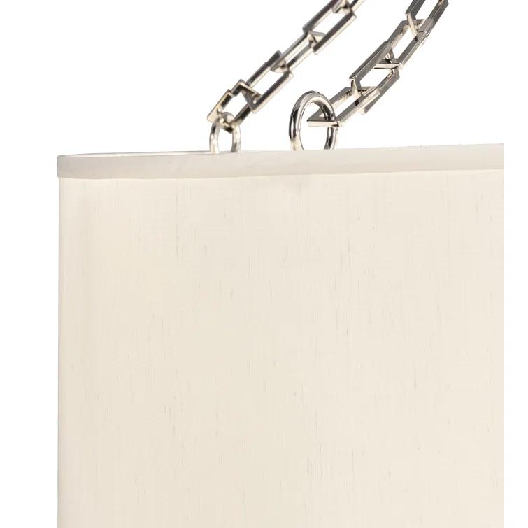 Polished Nickel 4-Light Drum Semi-Flush Mount with Fabric Shade
