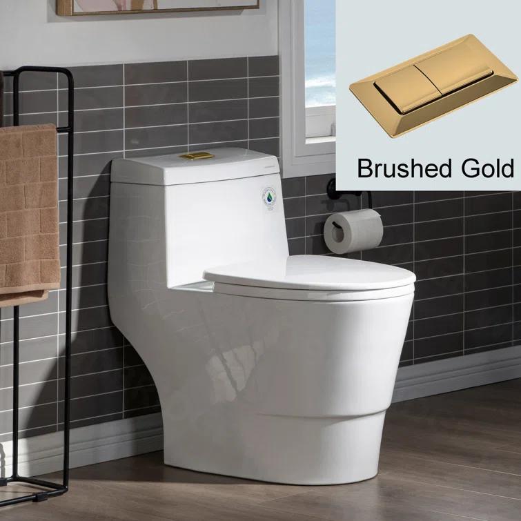 1.28 GPF Elongated Comfort ADA Height One Piece Dual-Flush Toilet with Soft-Closing Seat,MAP Flushing 1000G