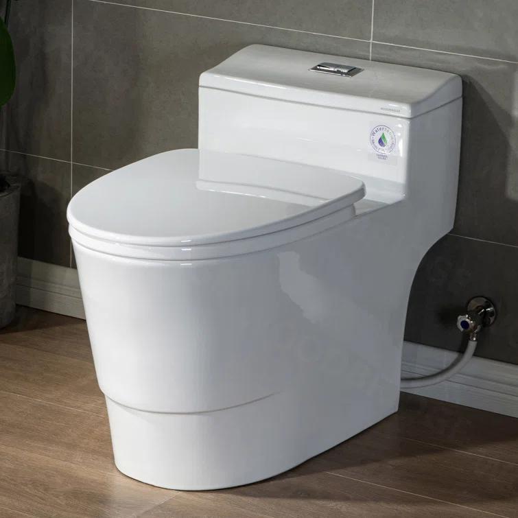 WoodBridge 1.6 Gallons GPF Elongated Comfort Height Floor Mounted One-Piece Toilet (Seat Included)