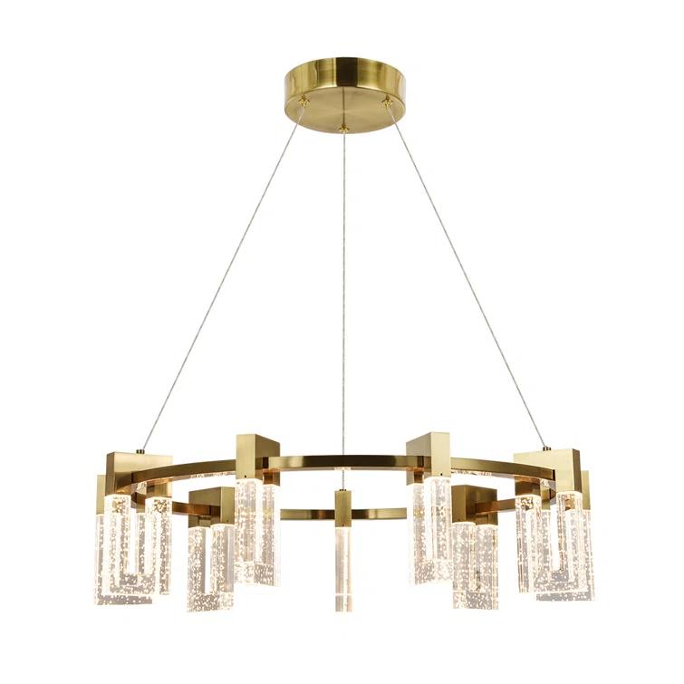 Sorrento 27-in Ring 9-Light Height Adjustable ETL Certified Integrated LED Circular Chandelier