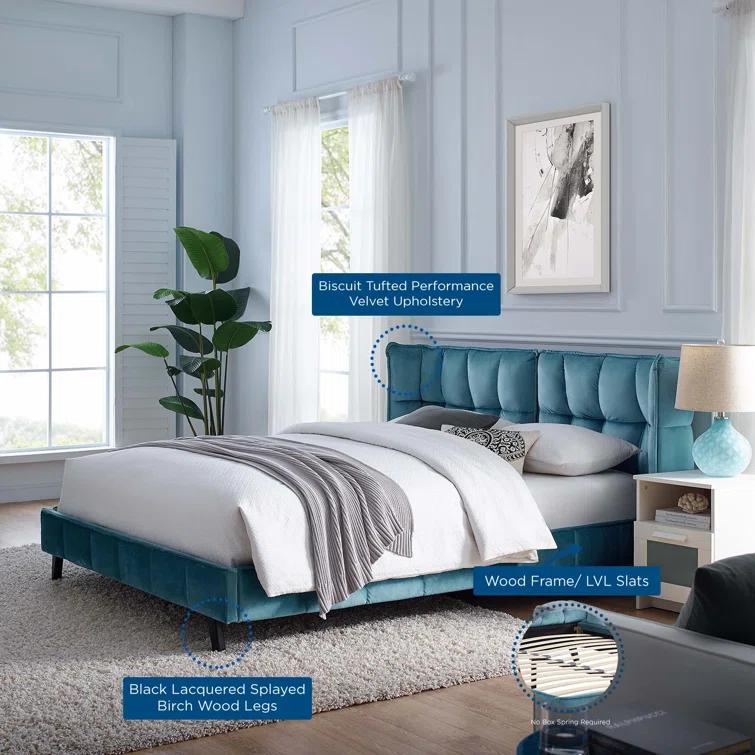 Modway Makenna Queen Upholstered Velvet Platform Bed
