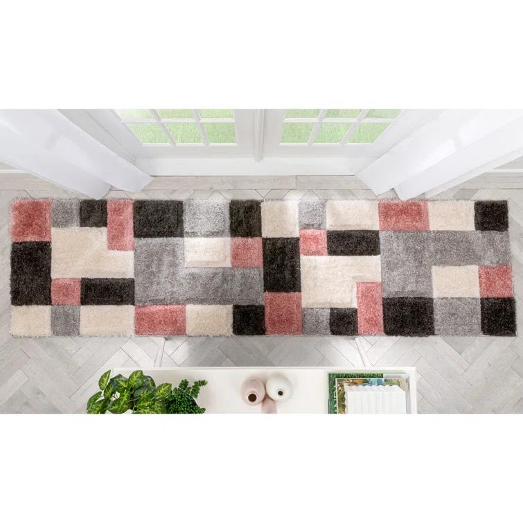 Cobina Geometric Blush/Cream/Black Area Rug