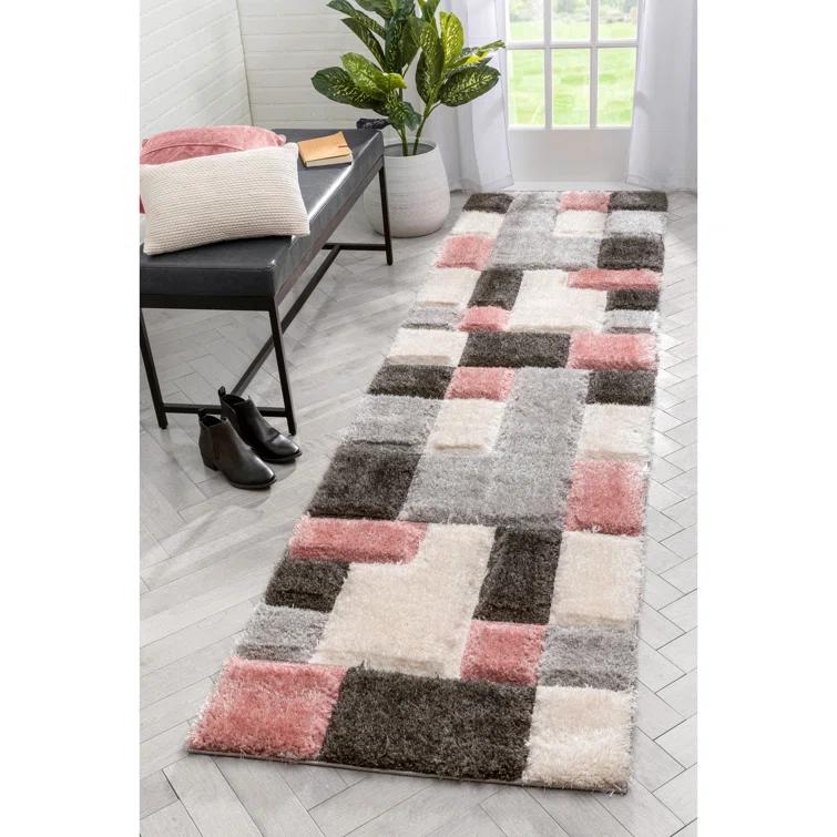 Cobina Geometric Blush/Cream/Black Area Rug