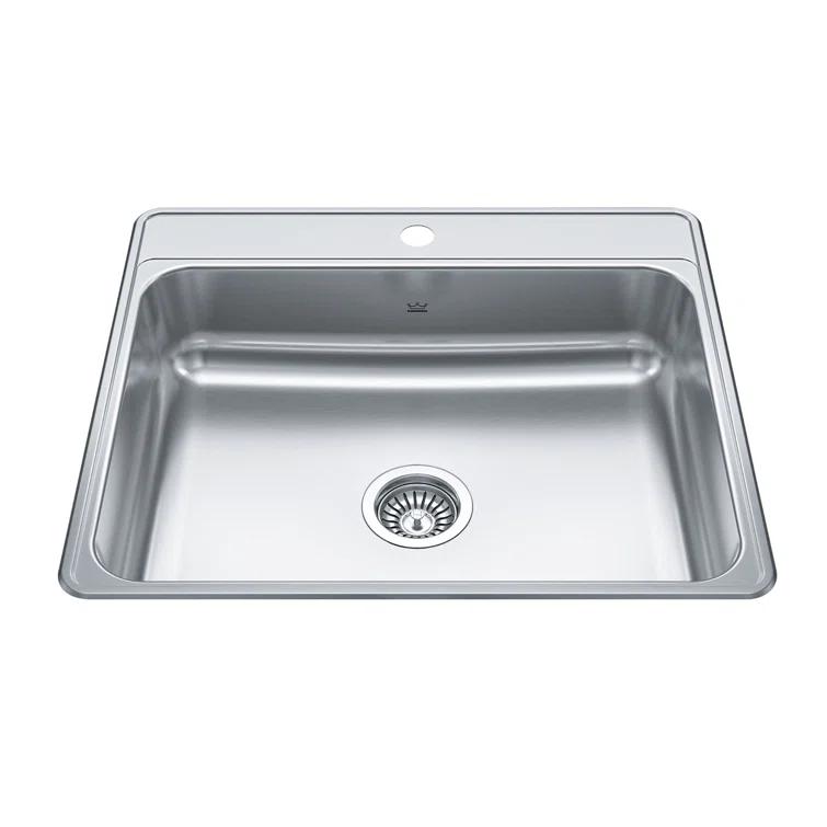 Kindred Creemore 25'' L Drop-In Single Bowl Stainless Steel Kitchen Sink CSLA2522-7-1N
