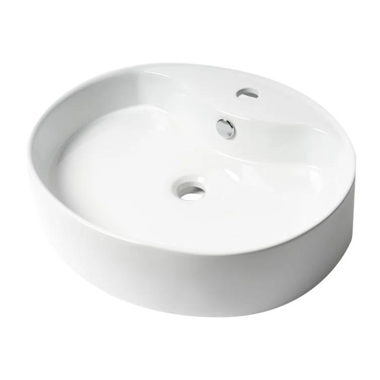 Alfi Brand 18.13'' White No Oval Bathroom Sink with Overflow