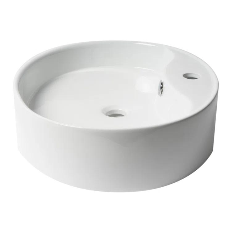 Alfi Brand 18.13'' White No Oval Bathroom Sink with Overflow