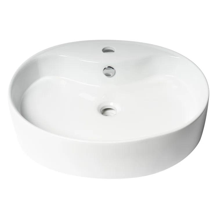 Alfi Brand 18.13'' White No Oval Bathroom Sink with Overflow