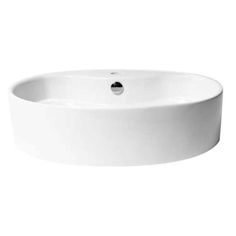 Alfi Brand 18.13'' White No Oval Bathroom Sink with Overflow