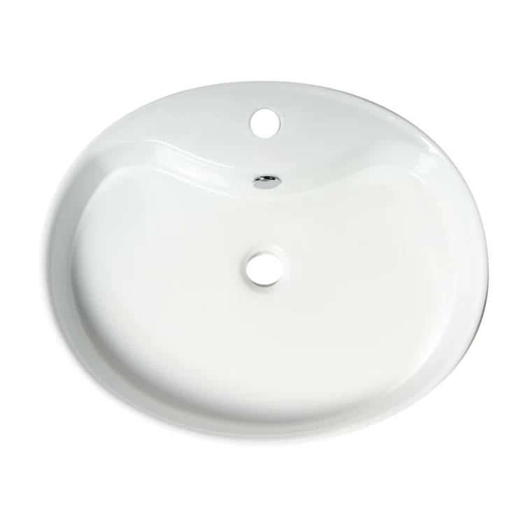 Alfi Brand 18.13'' White No Oval Bathroom Sink with Overflow