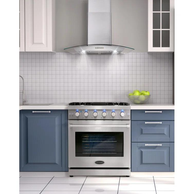Cosmo 30 in. Haven Collection 4.5 cu. ft. Gas Range with 5 Sealed Burners, Convection Oven, Knob LED Lights, Stainless Steel