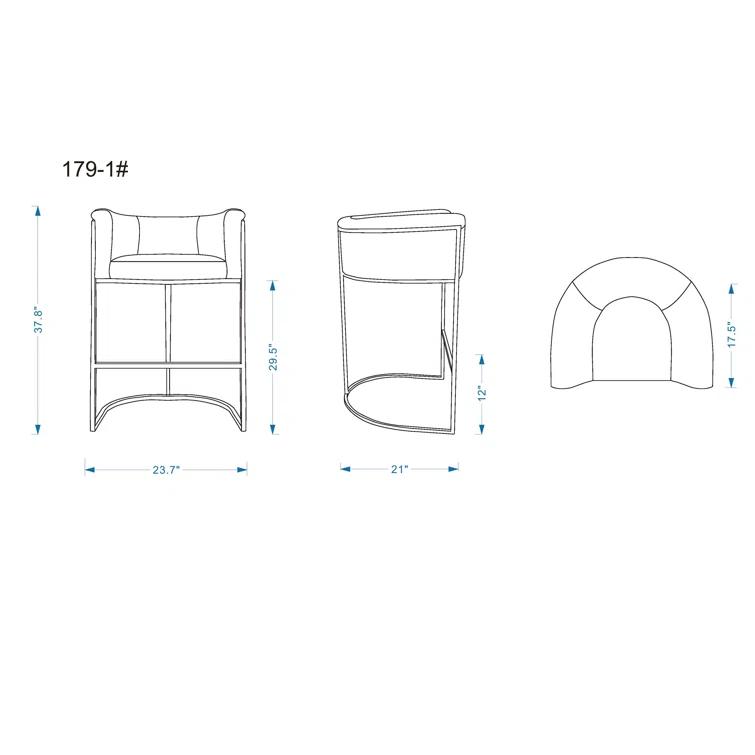 Chainey Upholstered Counter Stool with Metal Frame