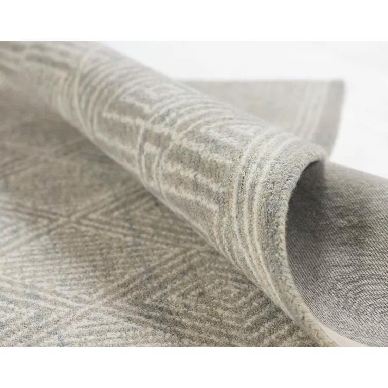 Momeni Mallorca Hand Hooked Wool Geometric Grey Area Rug 3'6" X 5'6"