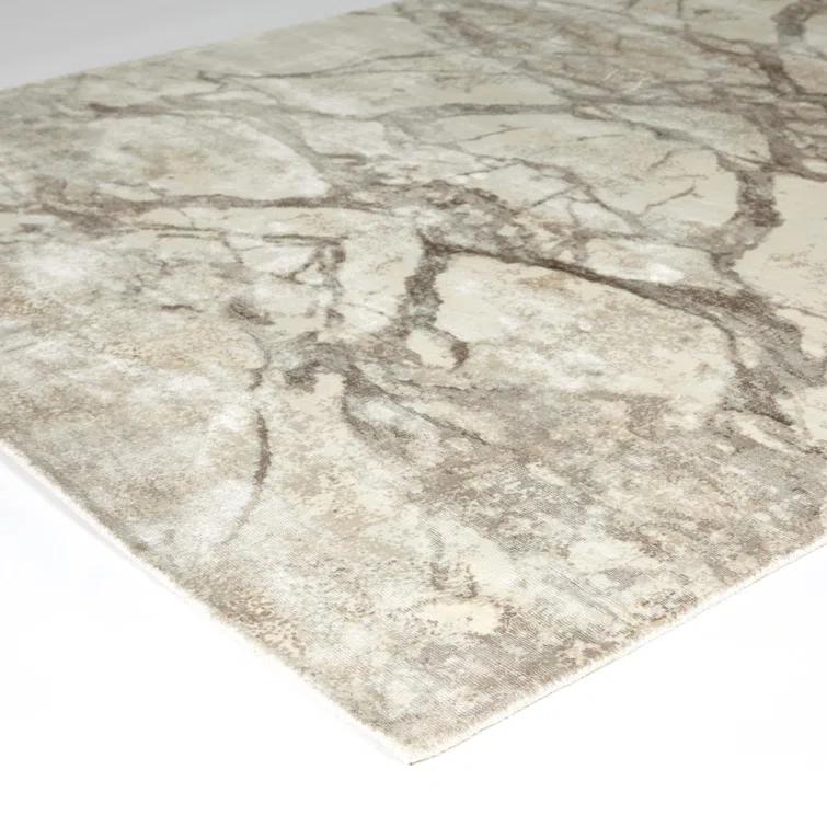 Global Views Mirror Match Marble Area Rug in Beige/Gray