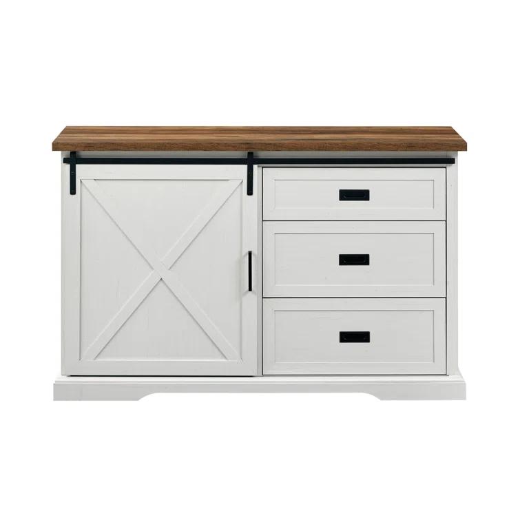 Highland Dunes Analaura 56" Wide Sliding Door Sideboard with 3 Drawers