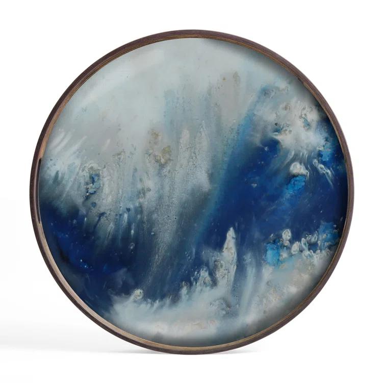 19-Inch Blue Mist Glass Decorative Tray