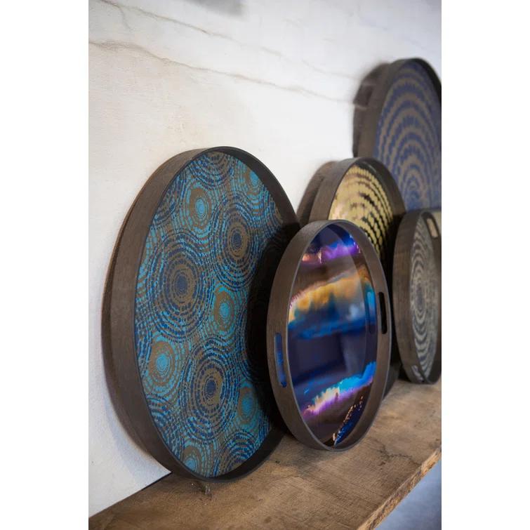 19-Inch Indigo Mirror Glass Decorative Tray
