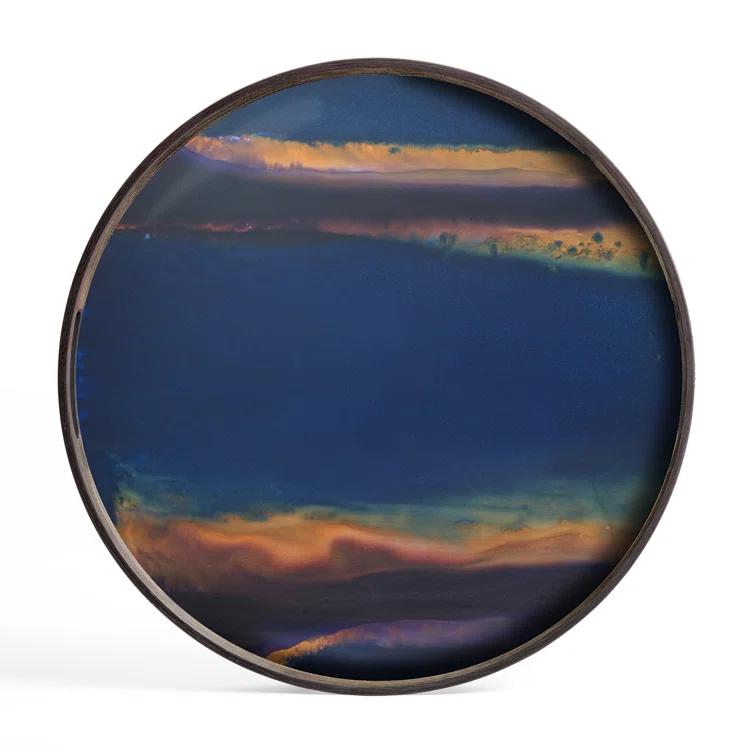 19-Inch Indigo Mirror Glass Decorative Tray